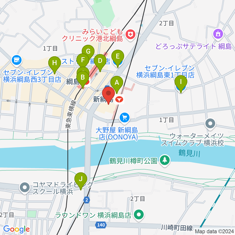 横浜市港北区民文化センター ミズキーホール周辺のコンビニエンスストア一覧地図