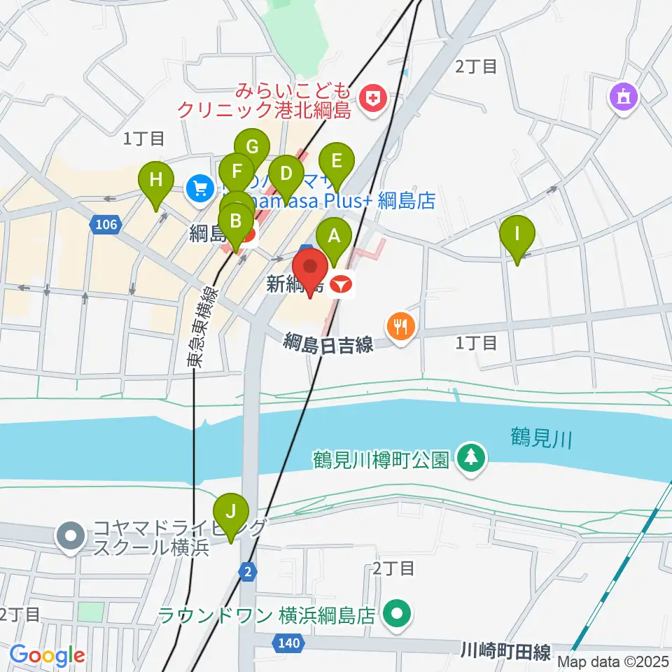 横浜市港北区民文化センター ミズキーホール周辺のコンビニエンスストア一覧地図