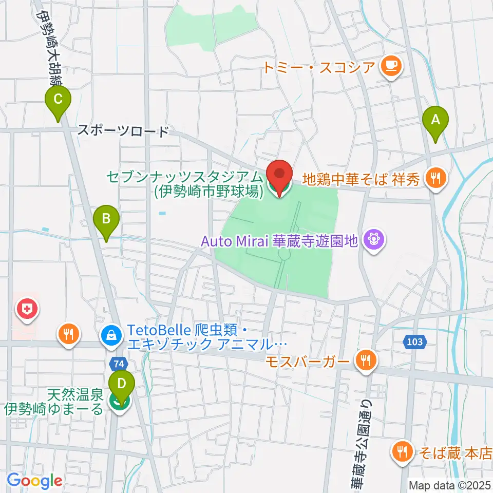 セブンナッツスタジアム周辺のコンビニエンスストア一覧地図