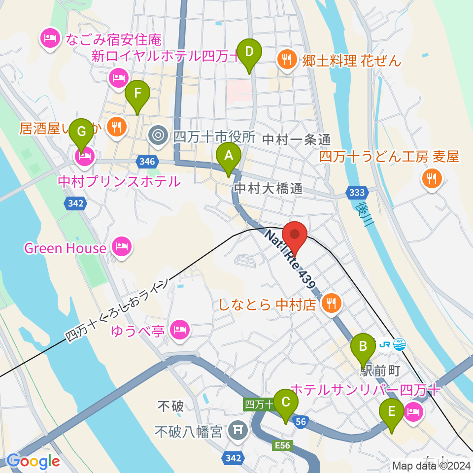 しまんとぴあ 四万十市総合文化センター周辺のコンビニエンスストア一覧地図