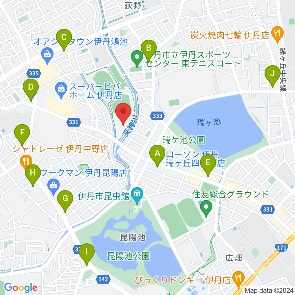 伊丹スポーツセンター体育館周辺のコンビニエンスストア一覧地図