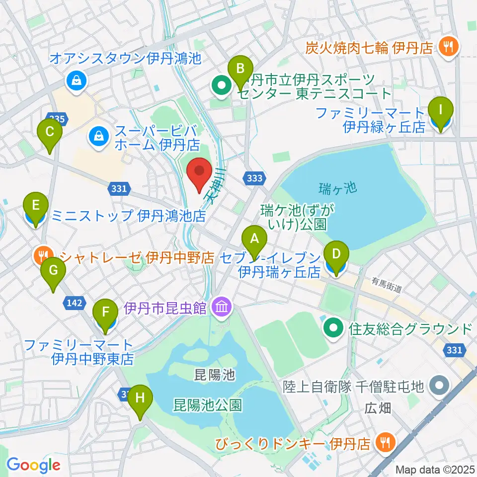 伊丹スポーツセンター体育館周辺のコンビニエンスストア一覧地図