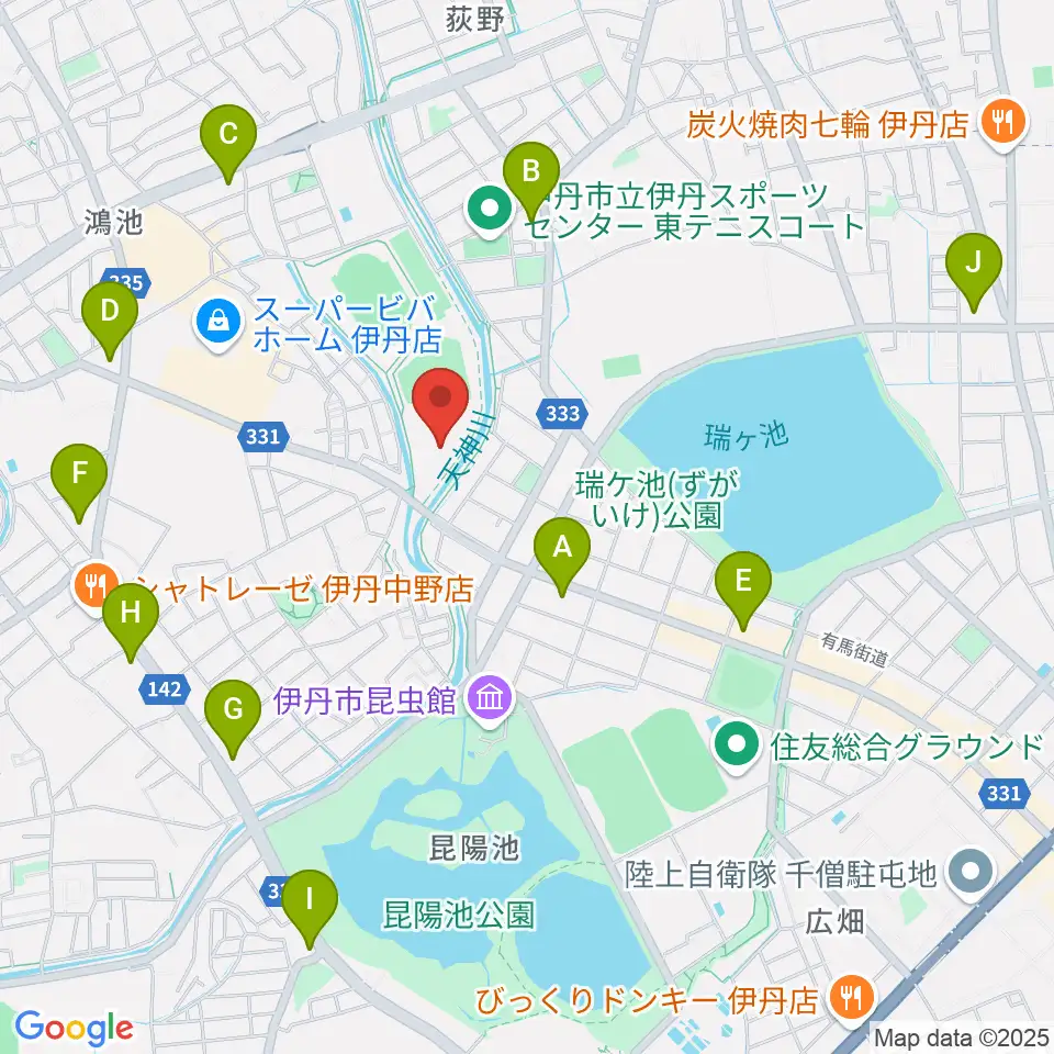 伊丹スポーツセンター体育館周辺のコンビニエンスストア一覧地図