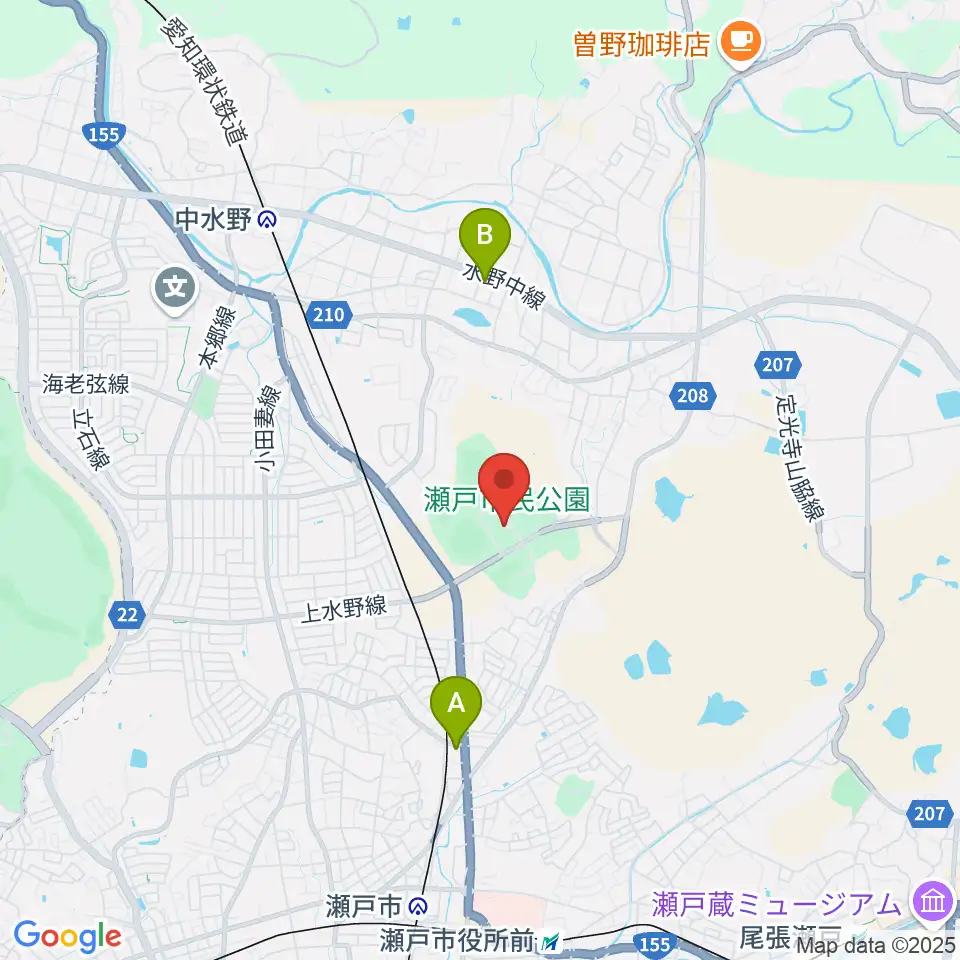瀬戸市体育館・第二体育館周辺のコンビニエンスストア一覧地図