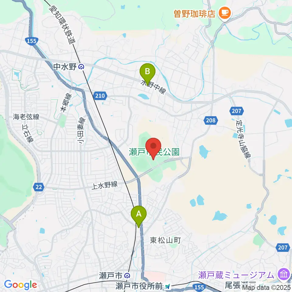 瀬戸市体育館・第二体育館周辺のコンビニエンスストア一覧地図