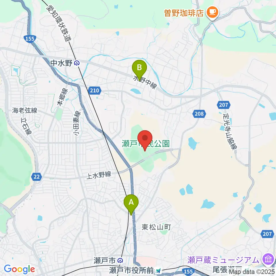 瀬戸市体育館・第二体育館周辺のコンビニエンスストア一覧地図