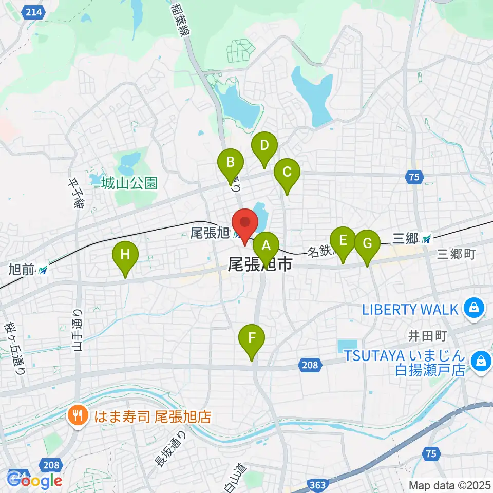 尾張旭市総合体育館周辺のコンビニエンスストア一覧地図