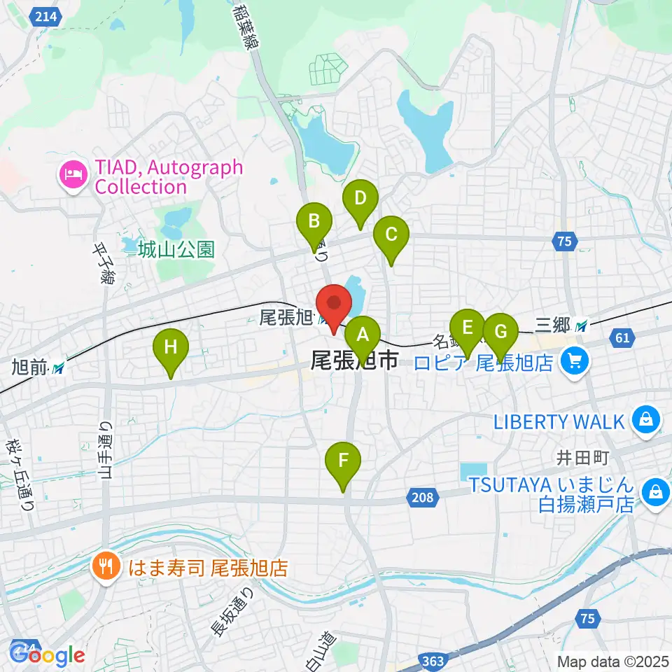 尾張旭市総合体育館周辺のコンビニエンスストア一覧地図
