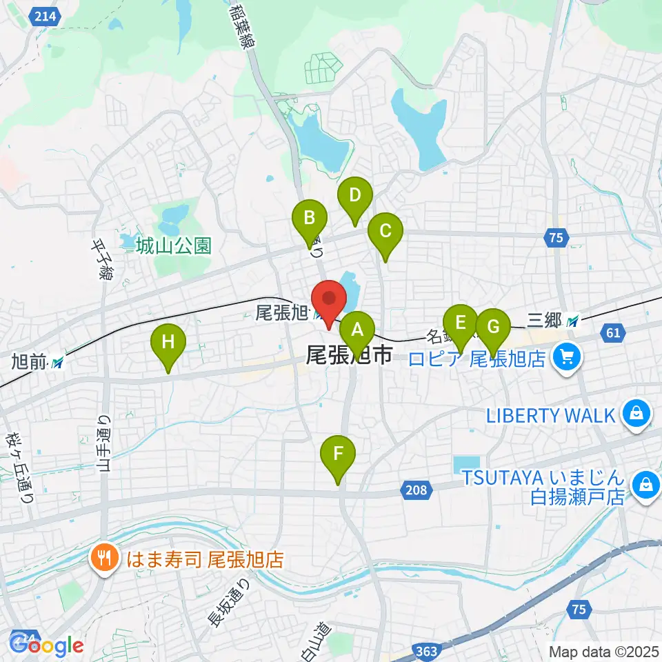 尾張旭市総合体育館周辺のコンビニエンスストア一覧地図