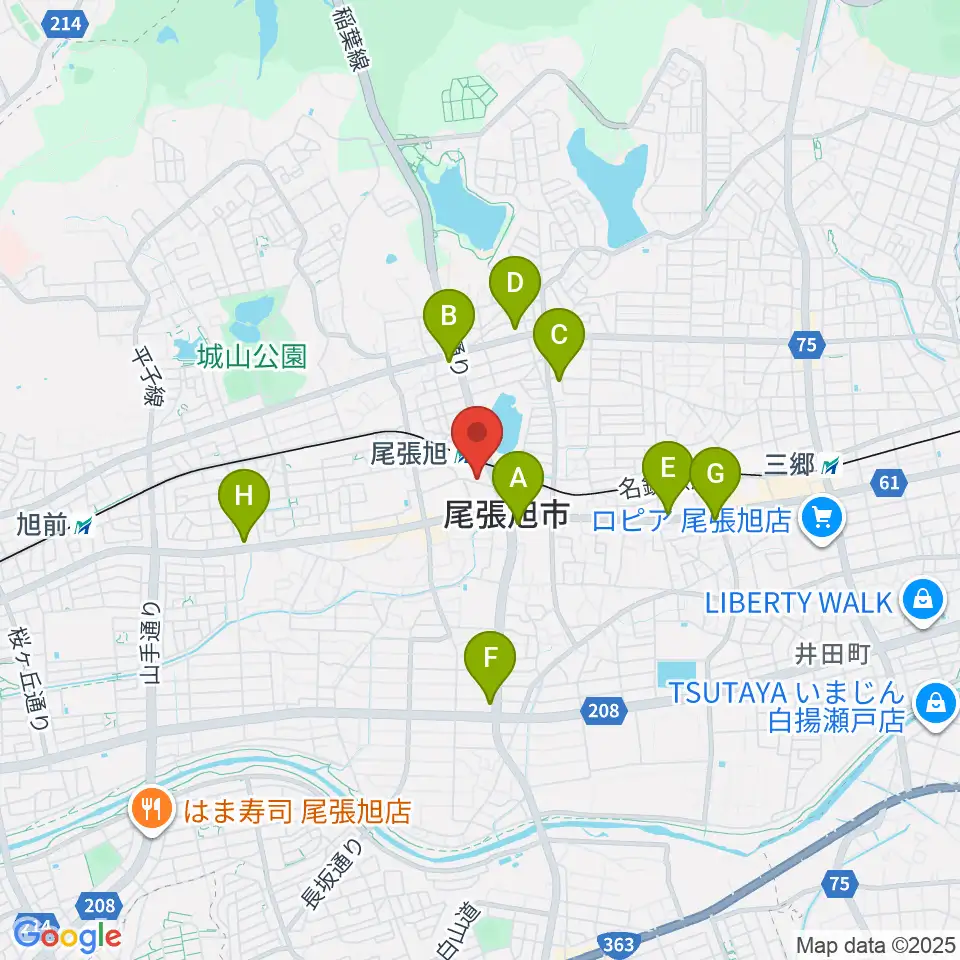 尾張旭市総合体育館周辺のコンビニエンスストア一覧地図