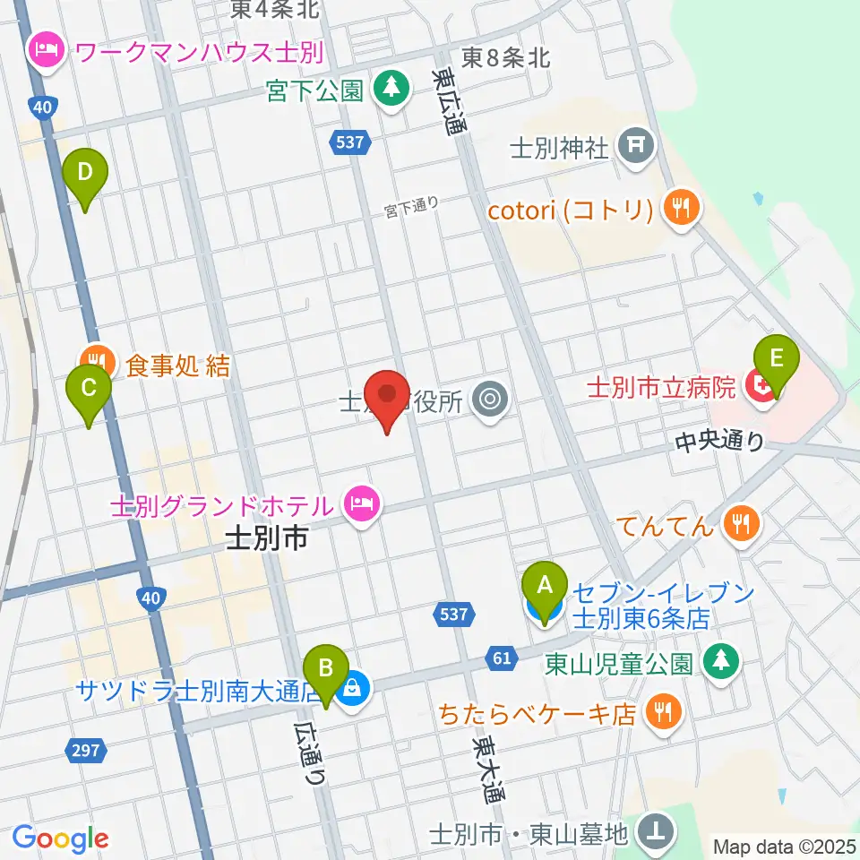 士別市総合体育館周辺のコンビニエンスストア一覧地図