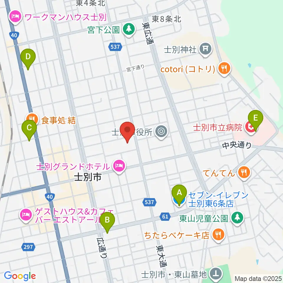 士別市総合体育館周辺のコンビニエンスストア一覧地図