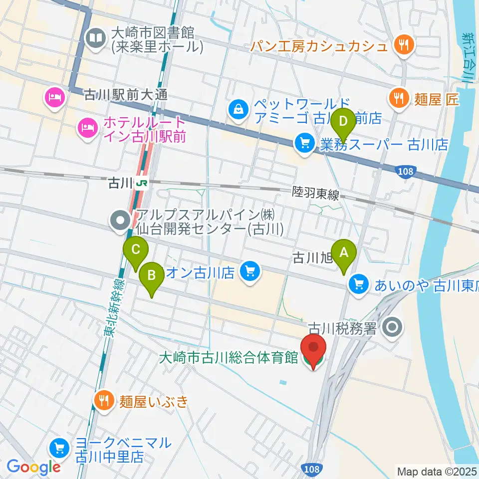 タカカツアリーナ大崎周辺のコンビニエンスストア一覧地図