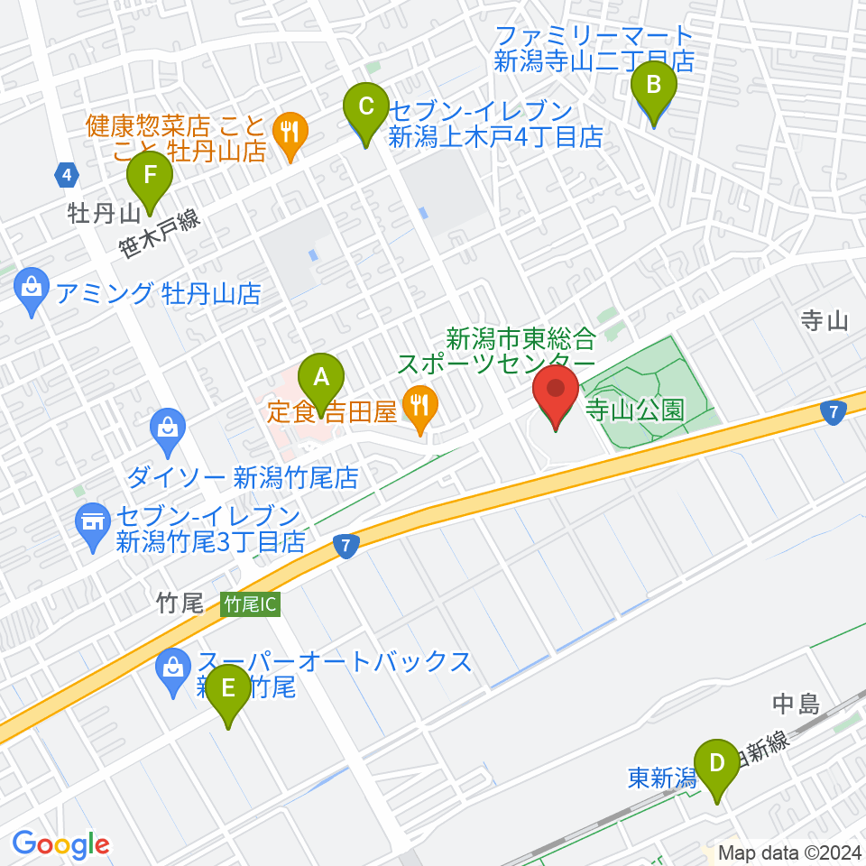 新潟市東総合スポーツセンター周辺のコンビニエンスストア一覧地図