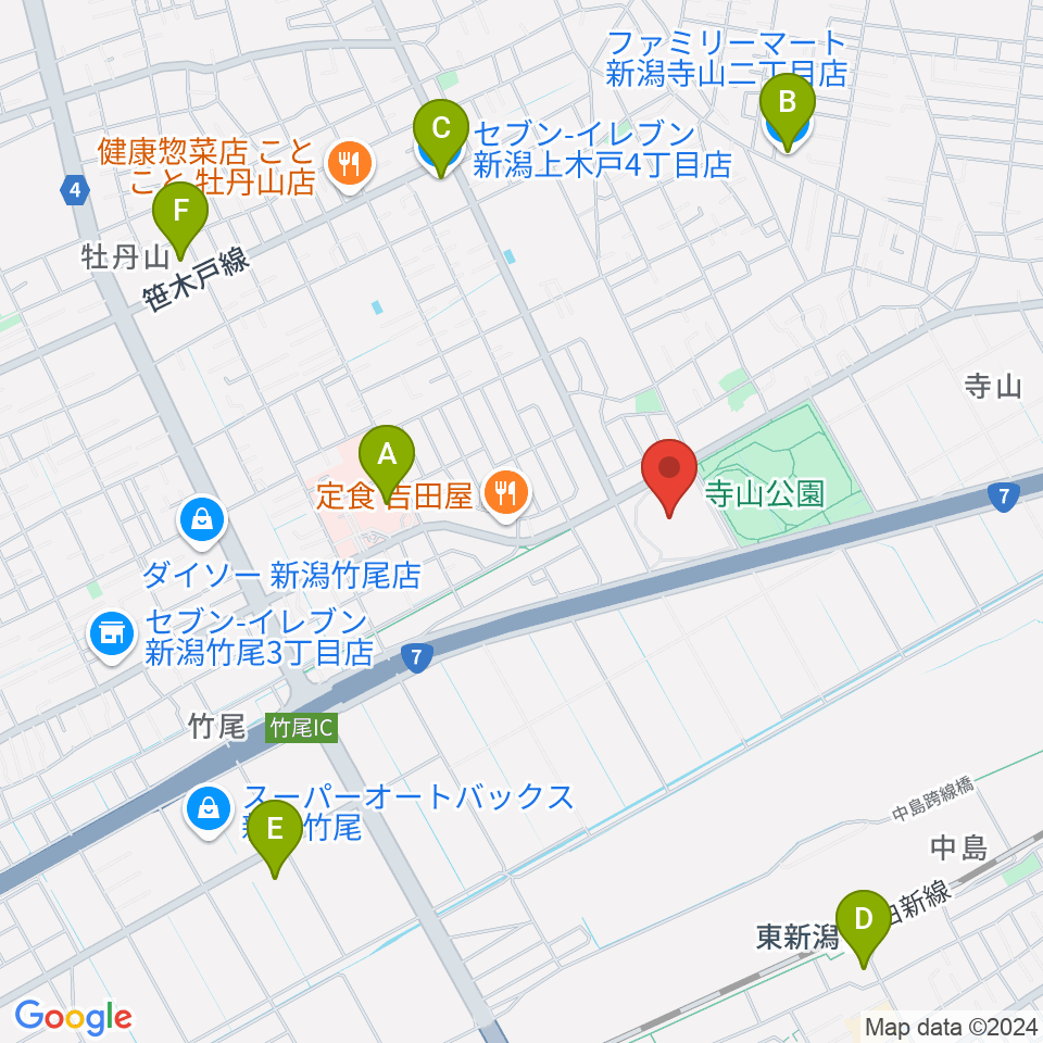 新潟市東総合スポーツセンター周辺のコンビニエンスストア一覧地図