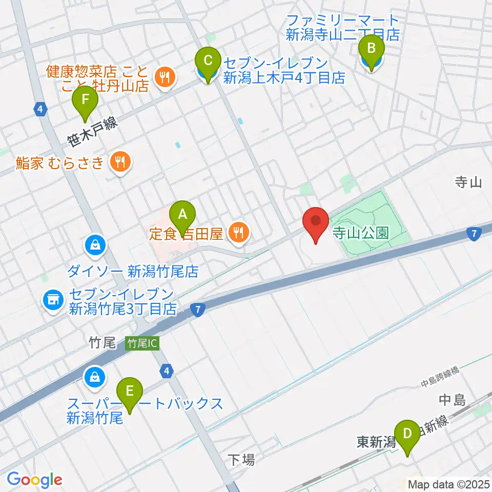 新潟市東総合スポーツセンター周辺のコンビニエンスストア一覧地図