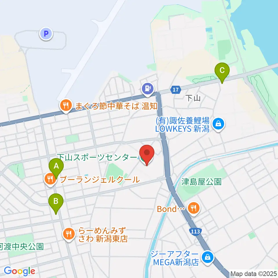 新潟市下山スポーツセンター周辺のコンビニエンスストア一覧地図