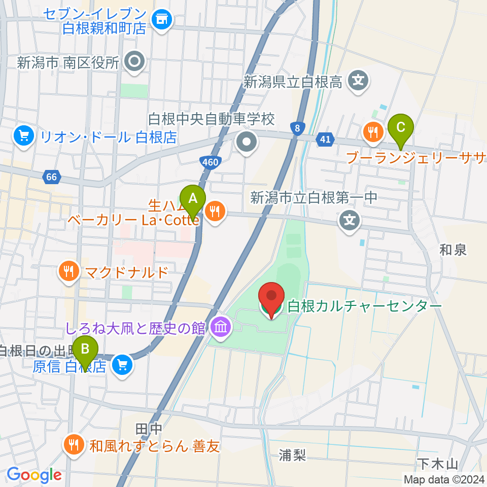 白根カルチャーセンター周辺のコンビニエンスストア一覧地図