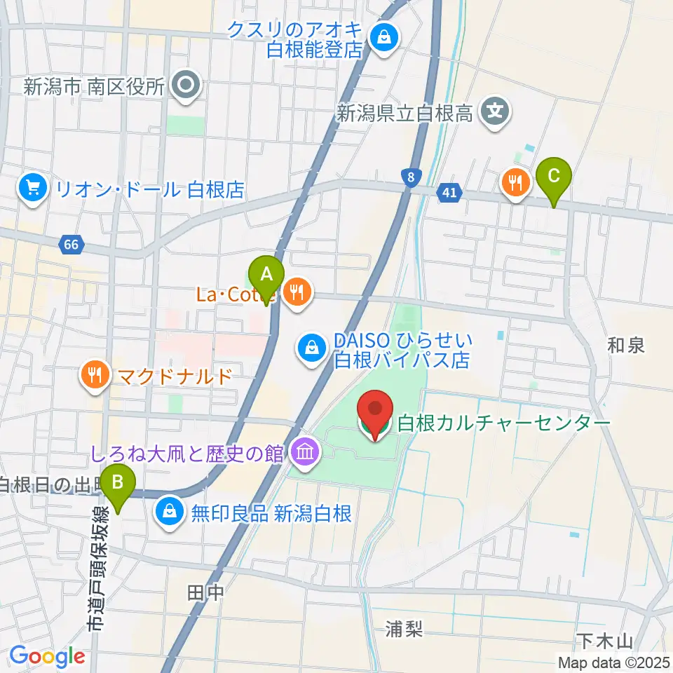 白根カルチャーセンター周辺のコンビニエンスストア一覧地図