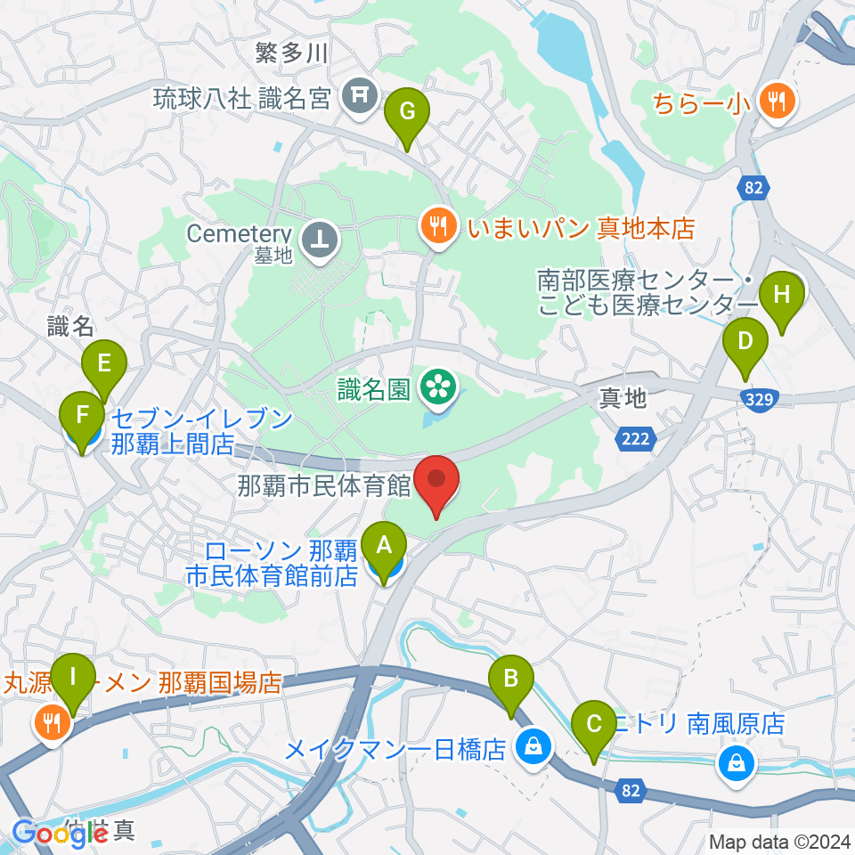 那覇市民体育館周辺のコンビニエンスストア一覧地図