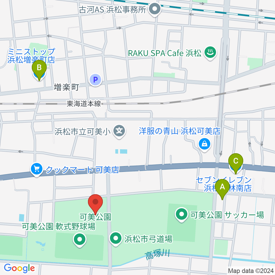 可美公園総合センター周辺のコンビニエンスストア一覧地図