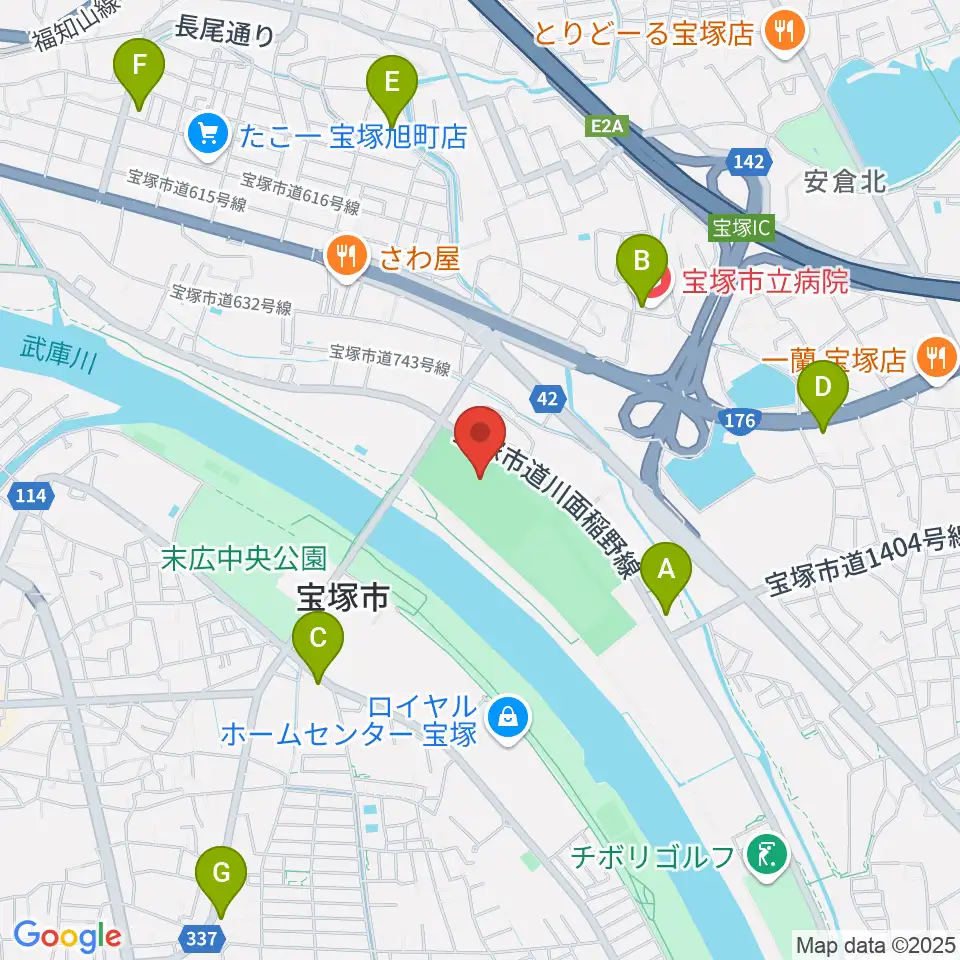 宝塚市立スポーツセンター周辺のコンビニエンスストア一覧地図