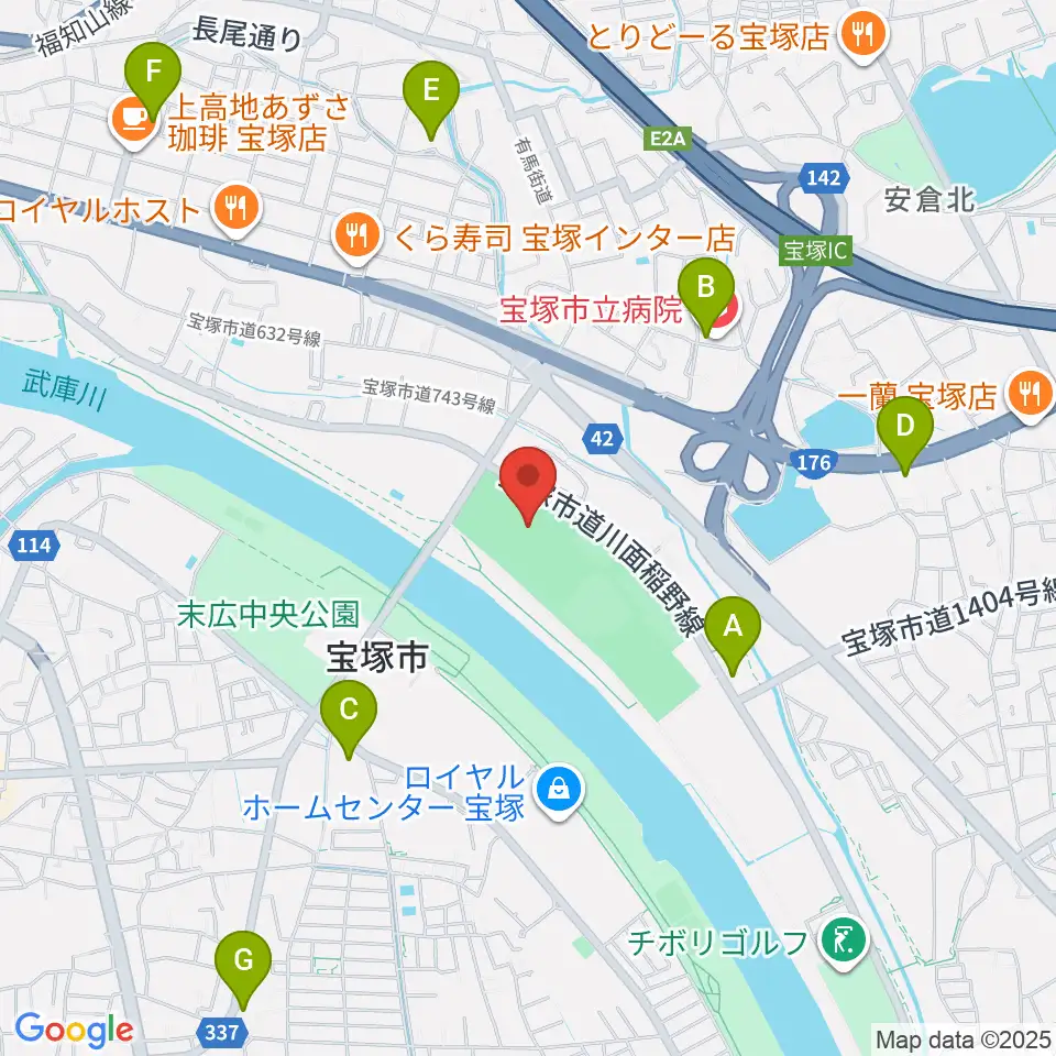 宝塚市立スポーツセンター周辺のコンビニエンスストア一覧地図