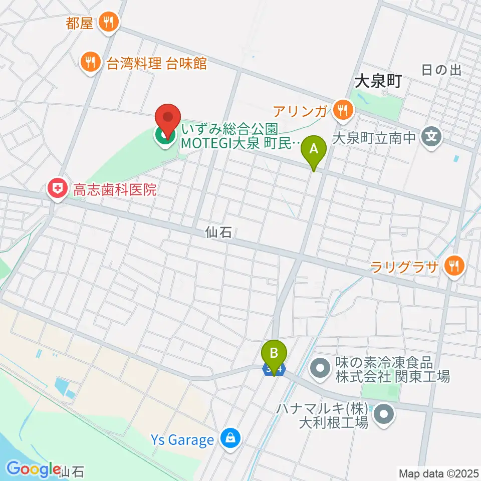 いずみ総合公園MOTEGI大泉町民体育館周辺のコンビニエンスストア一覧地図