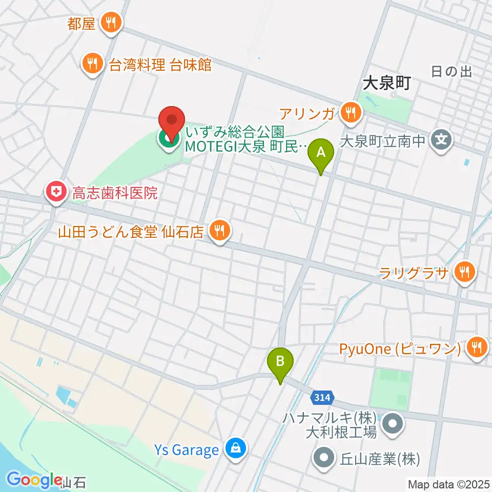 いずみ総合公園MOTEGI大泉町民体育館周辺のコンビニエンスストア一覧地図