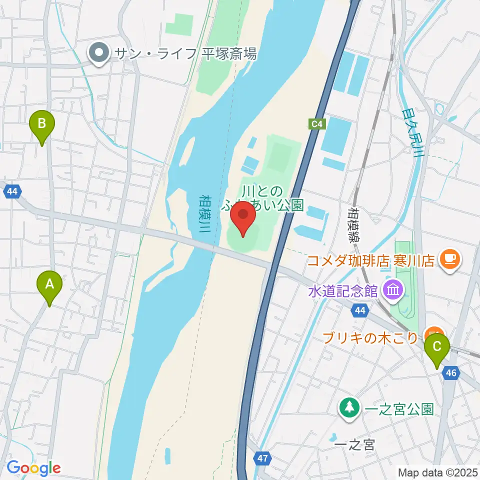 川とのふれあい公園野球場周辺のコンビニエンスストア一覧地図