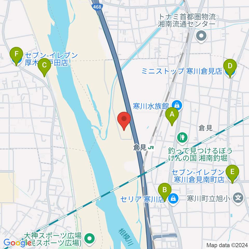 倉見スポーツ公園野球場周辺のコンビニエンスストア一覧地図