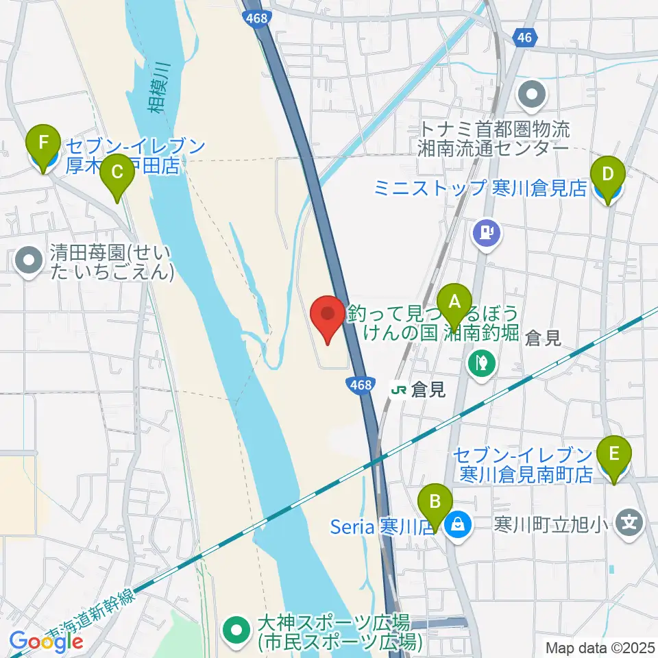 倉見スポーツ公園野球場周辺のコンビニエンスストア一覧地図