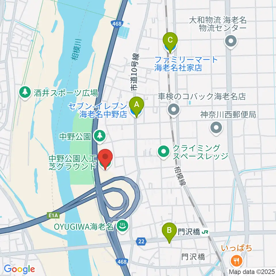 中野公園人工芝グラウンド周辺のコンビニエンスストア一覧地図