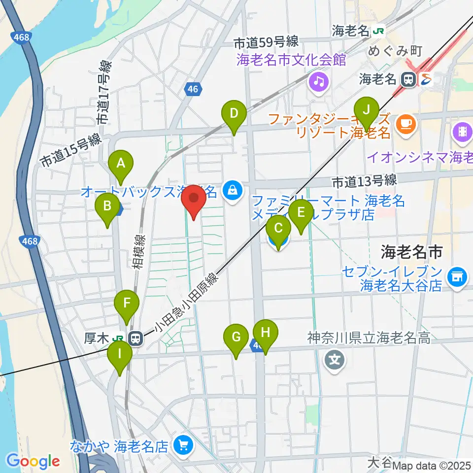 えびな市民活動センタービナレッジ周辺のコンビニエンスストア一覧地図