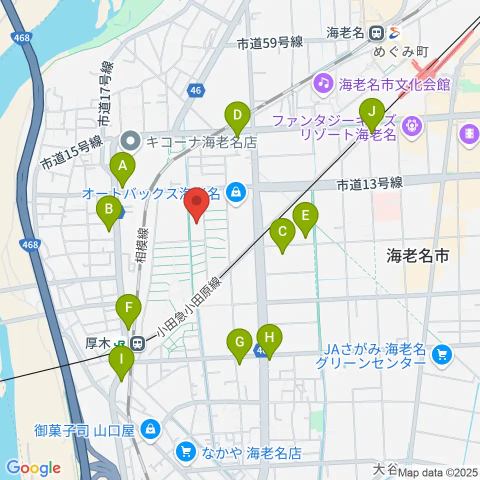 えびな市民活動センタービナレッジ周辺のコンビニエンスストア一覧地図