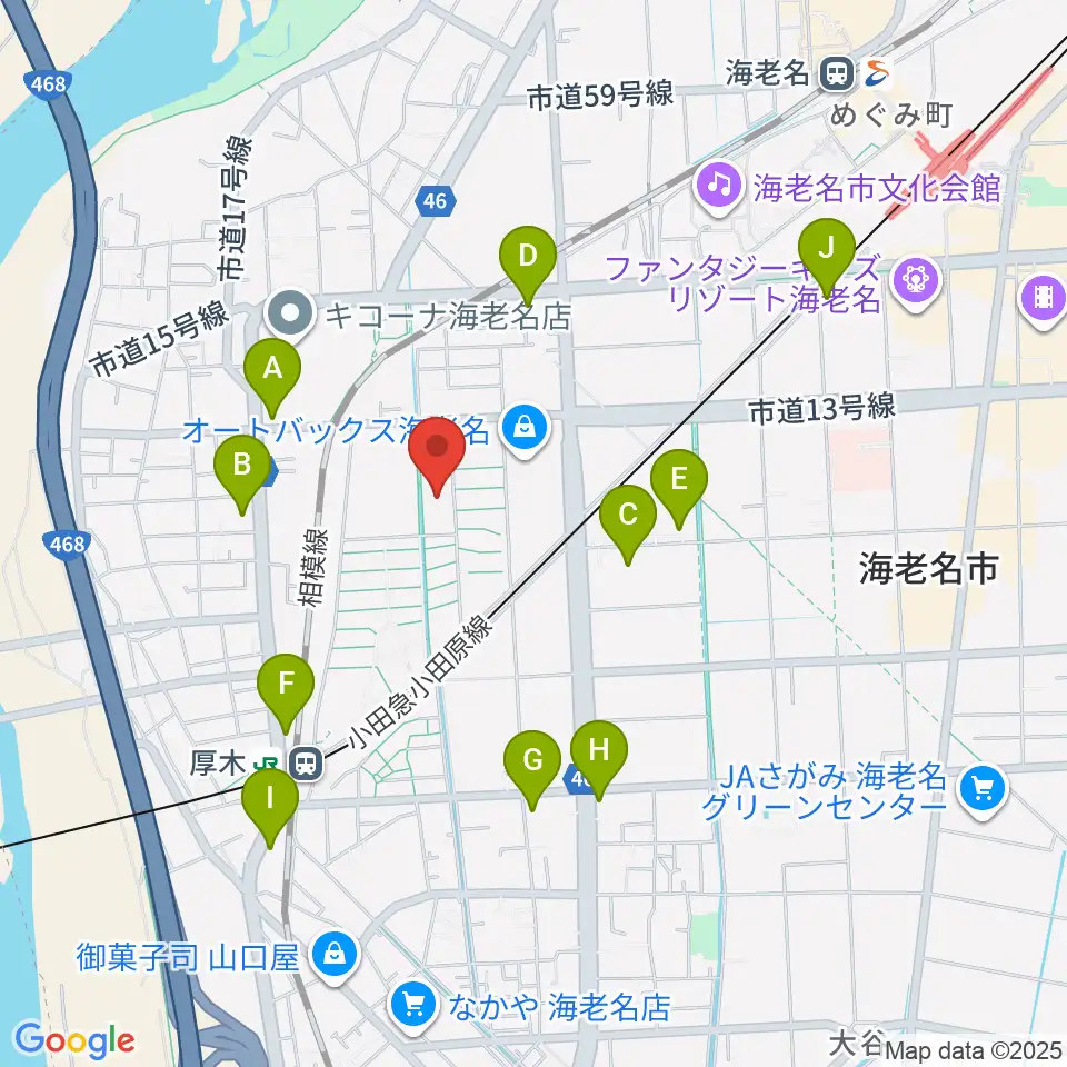 えびな市民活動センタービナレッジ周辺のコンビニエンスストア一覧地図