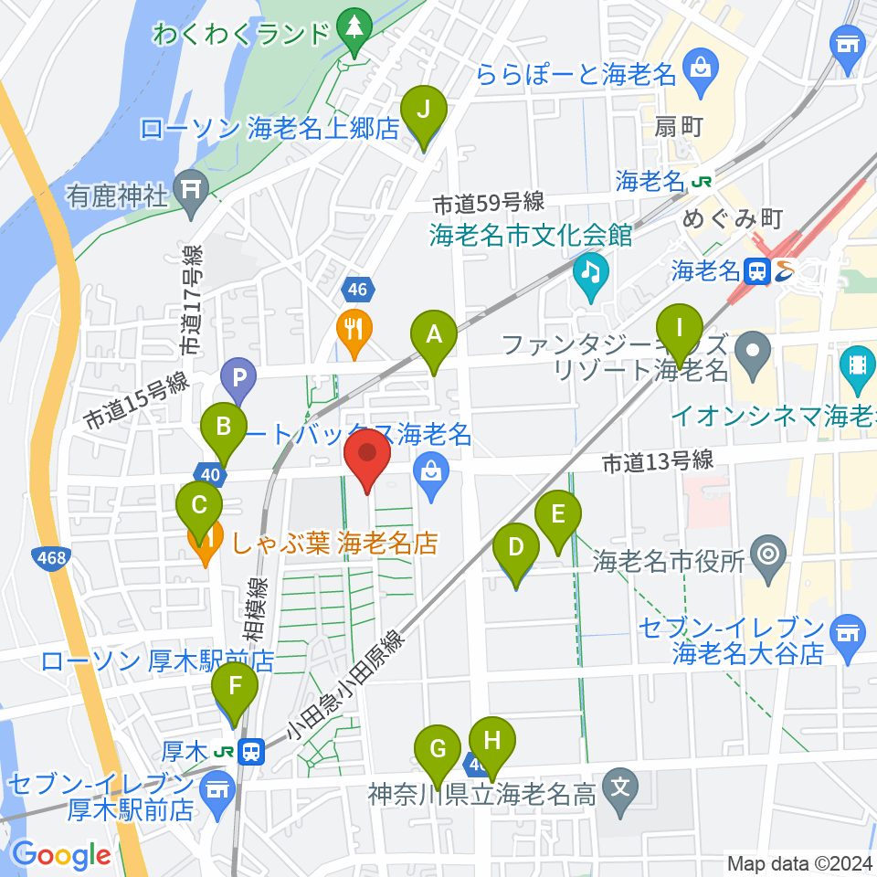 えびな市民活動センタービナスポ周辺のコンビニエンスストア一覧地図