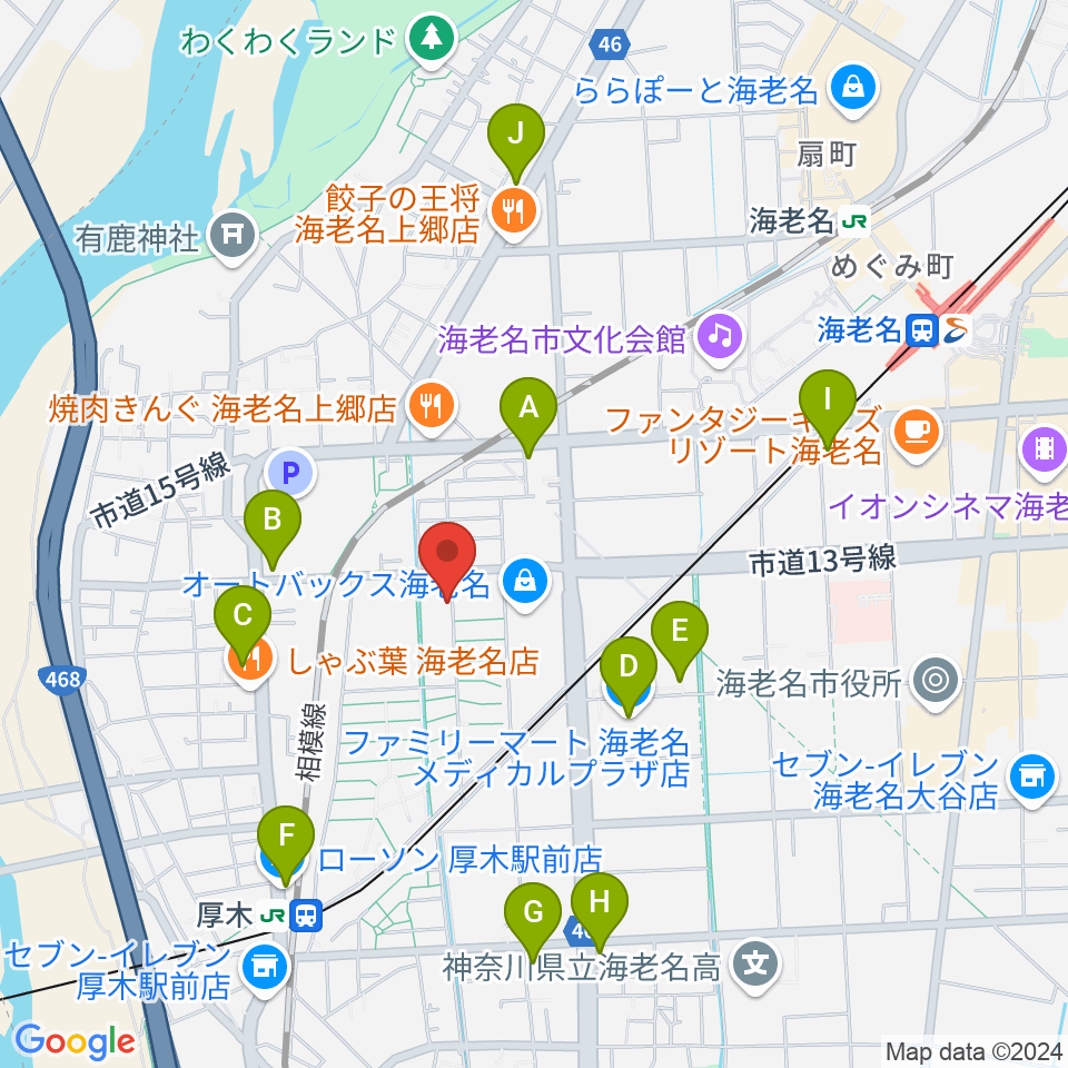 えびな市民活動センタービナスポ周辺のコンビニエンスストア一覧地図