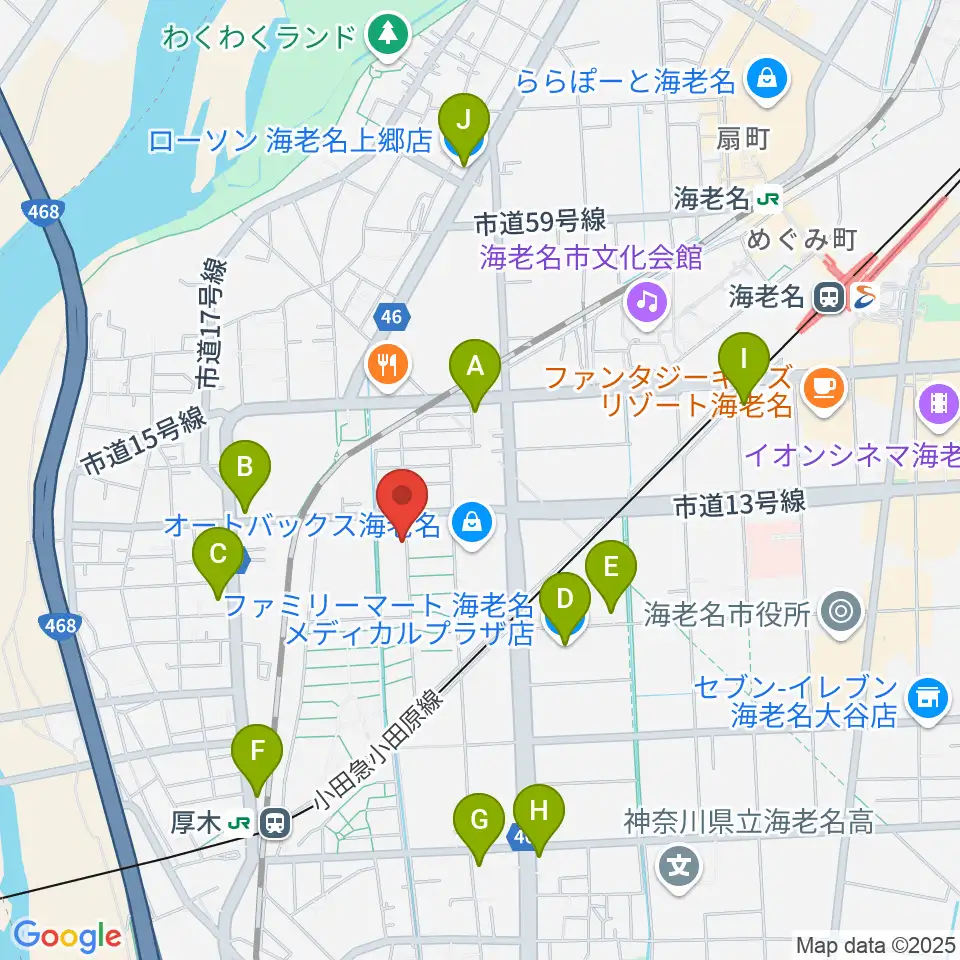 えびな市民活動センタービナスポ周辺のコンビニエンスストア一覧地図