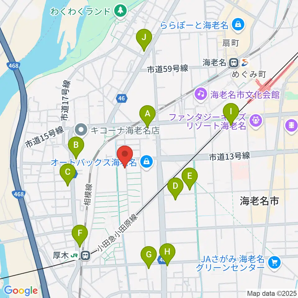 えびな市民活動センタービナスポ周辺のコンビニエンスストア一覧地図