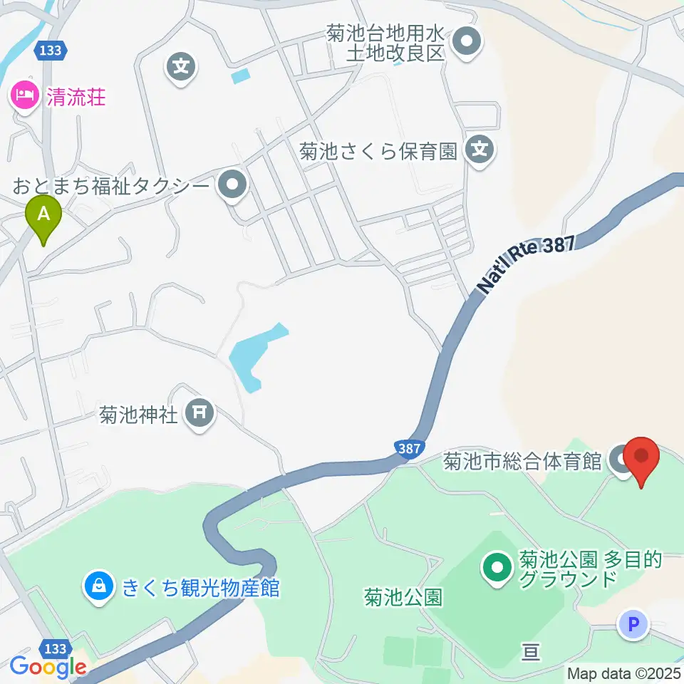 菊池市総合体育館周辺のコンビニエンスストア一覧地図