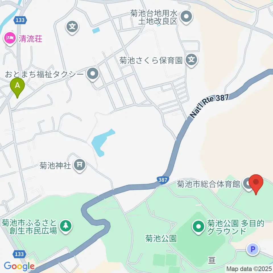 菊池市総合体育館周辺のコンビニエンスストア一覧地図
