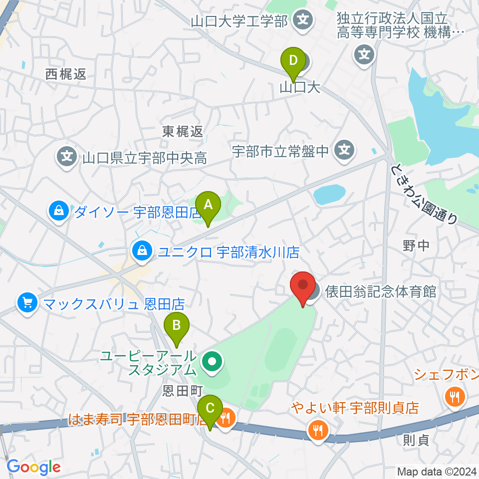 俵田翁記念体育館周辺のコンビニエンスストア一覧地図