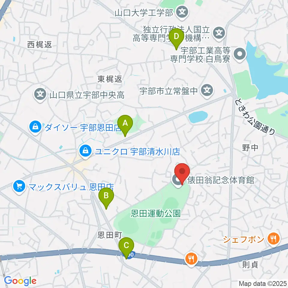 俵田翁記念体育館周辺のコンビニエンスストア一覧地図