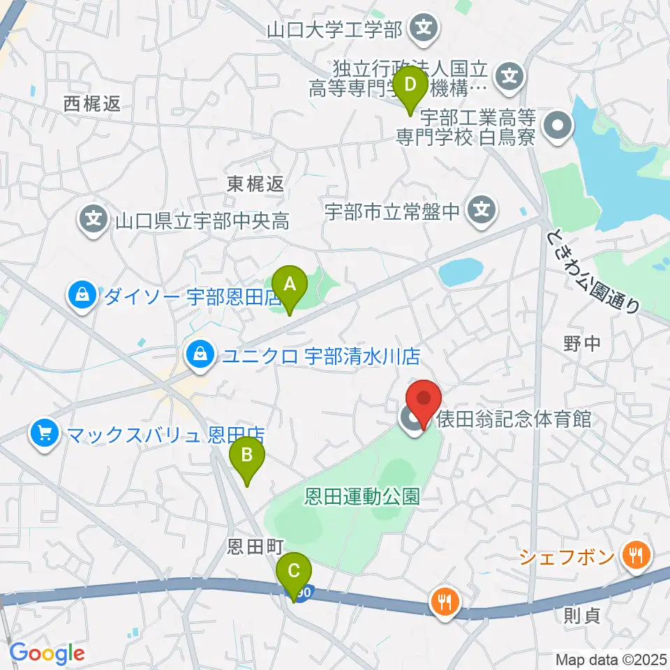 俵田翁記念体育館周辺のコンビニエンスストア一覧地図
