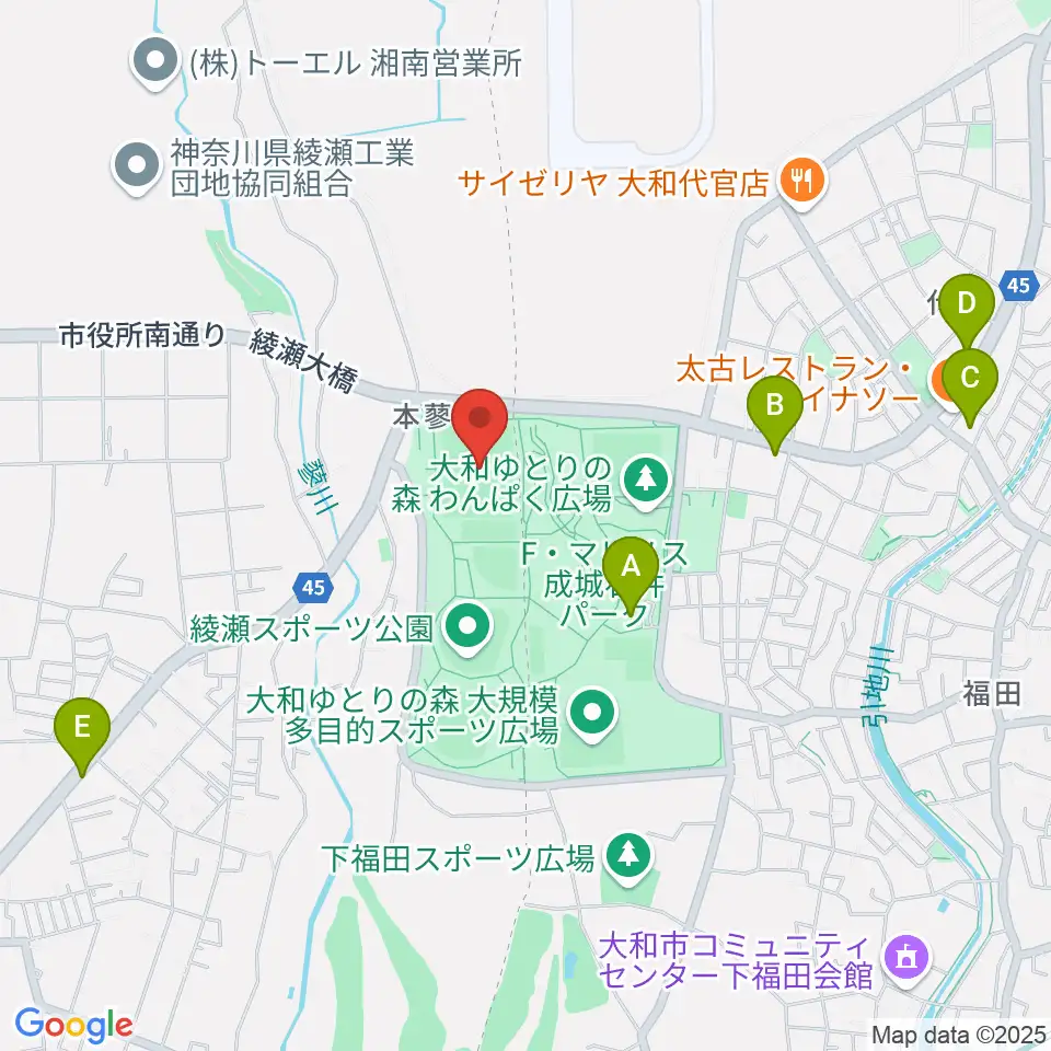 綾瀬スポーツ公園多目的広場周辺のコンビニエンスストア一覧地図