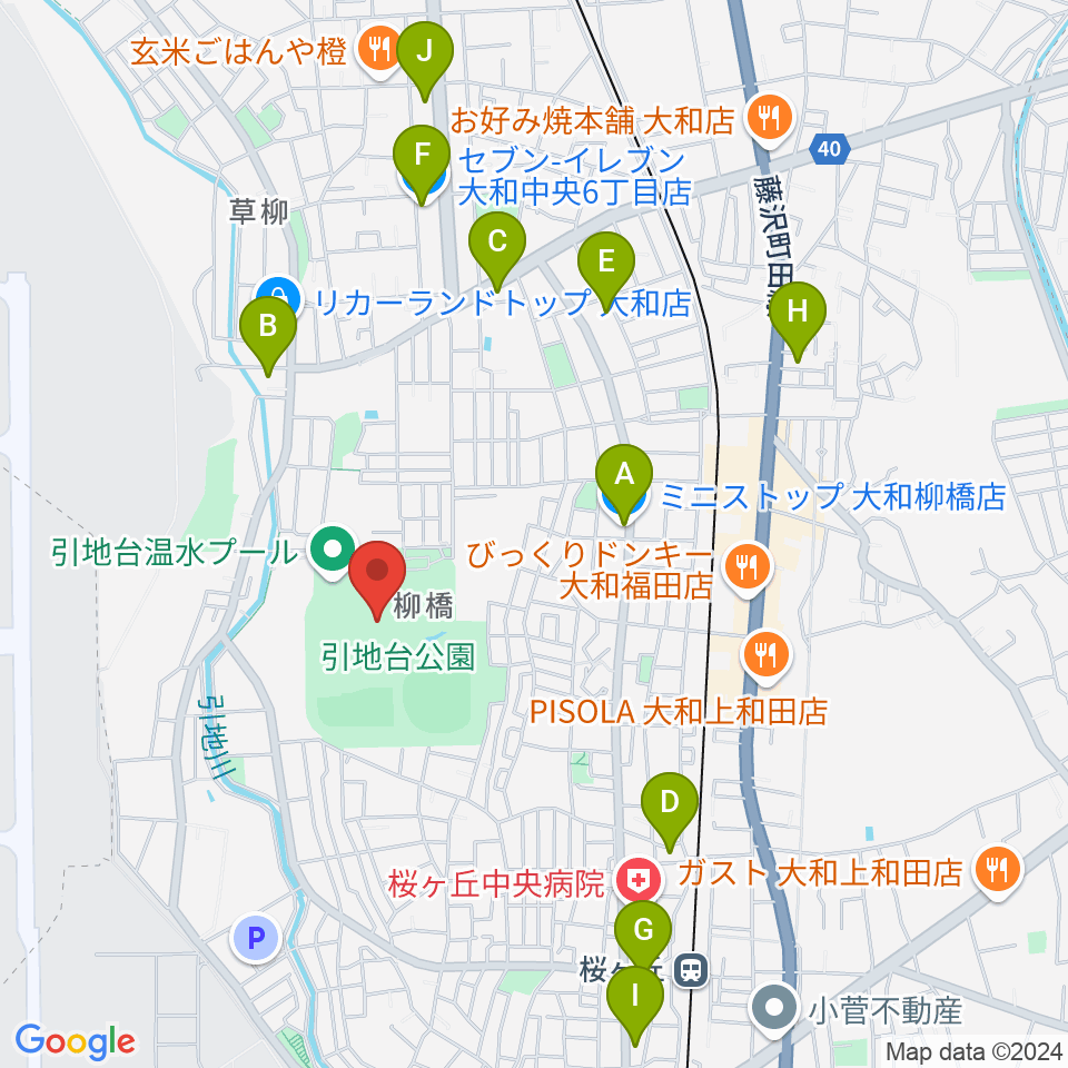 引地台公園野外音楽堂周辺のコンビニエンスストア一覧地図