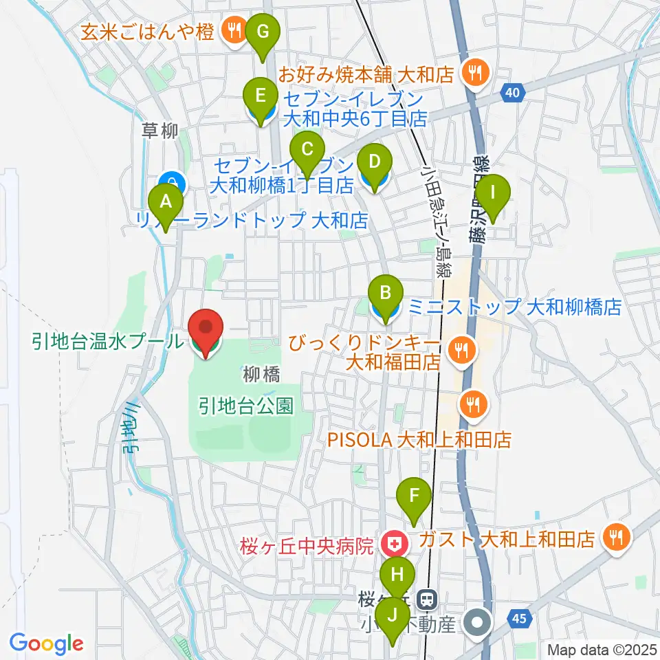引地台温水プール周辺のコンビニエンスストア一覧地図
