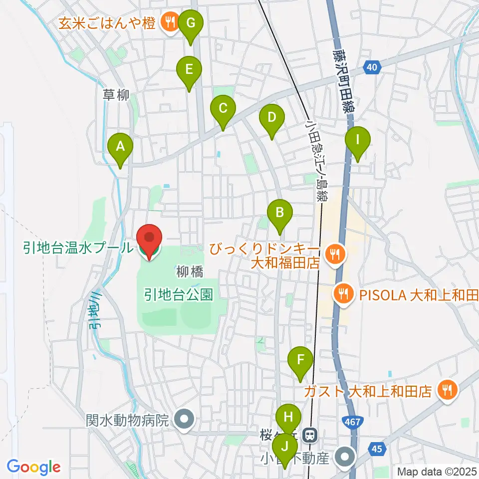 引地台温水プール周辺のコンビニエンスストア一覧地図