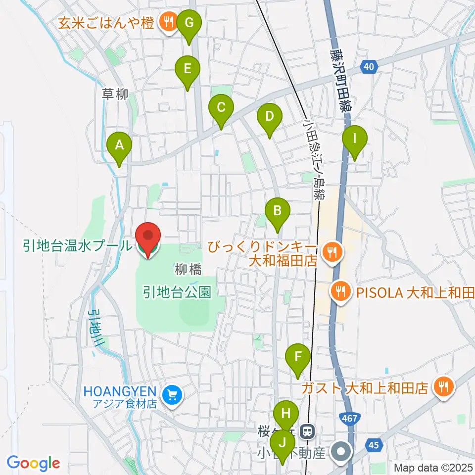 引地台温水プール周辺のコンビニエンスストア一覧地図